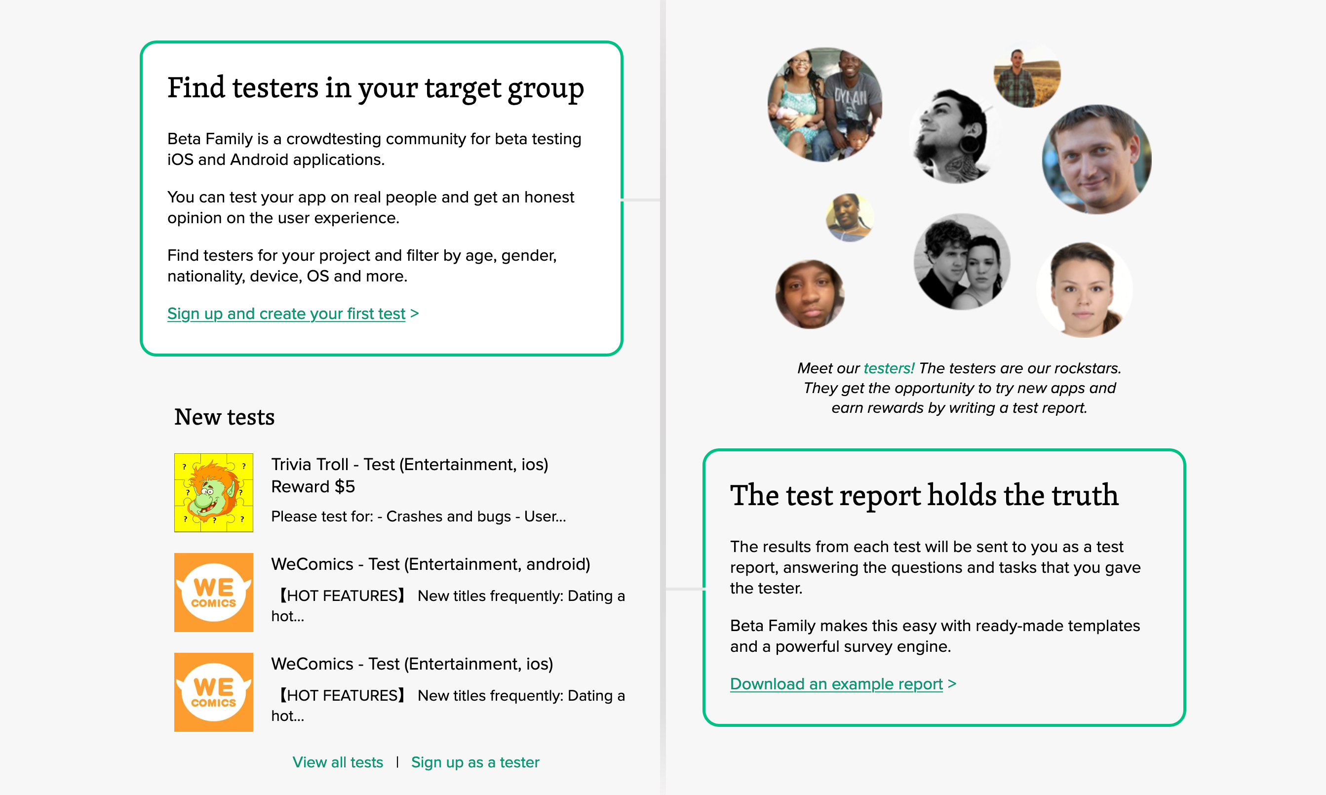 Betafamily Feature component screenshot