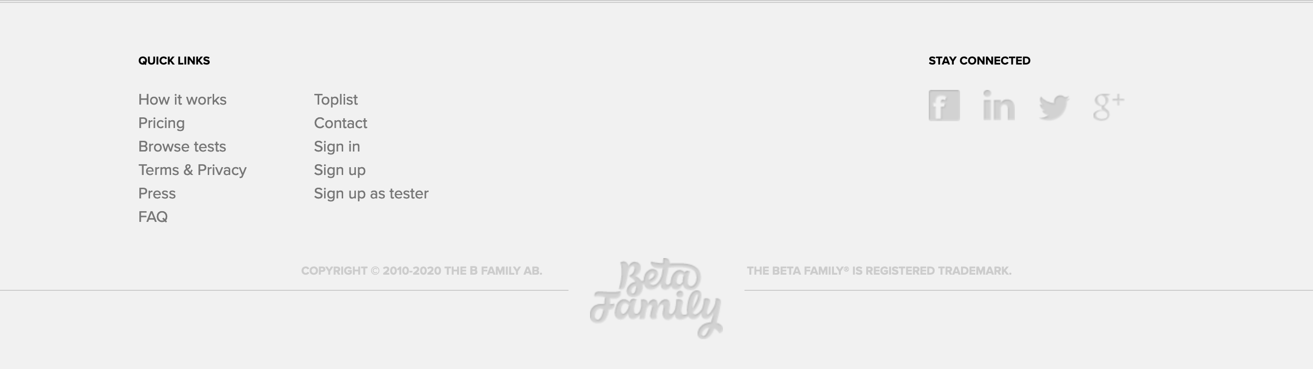 Betafamily Footer component screenshot