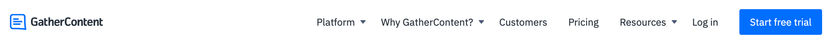 Gathercontent Header component screenshot
