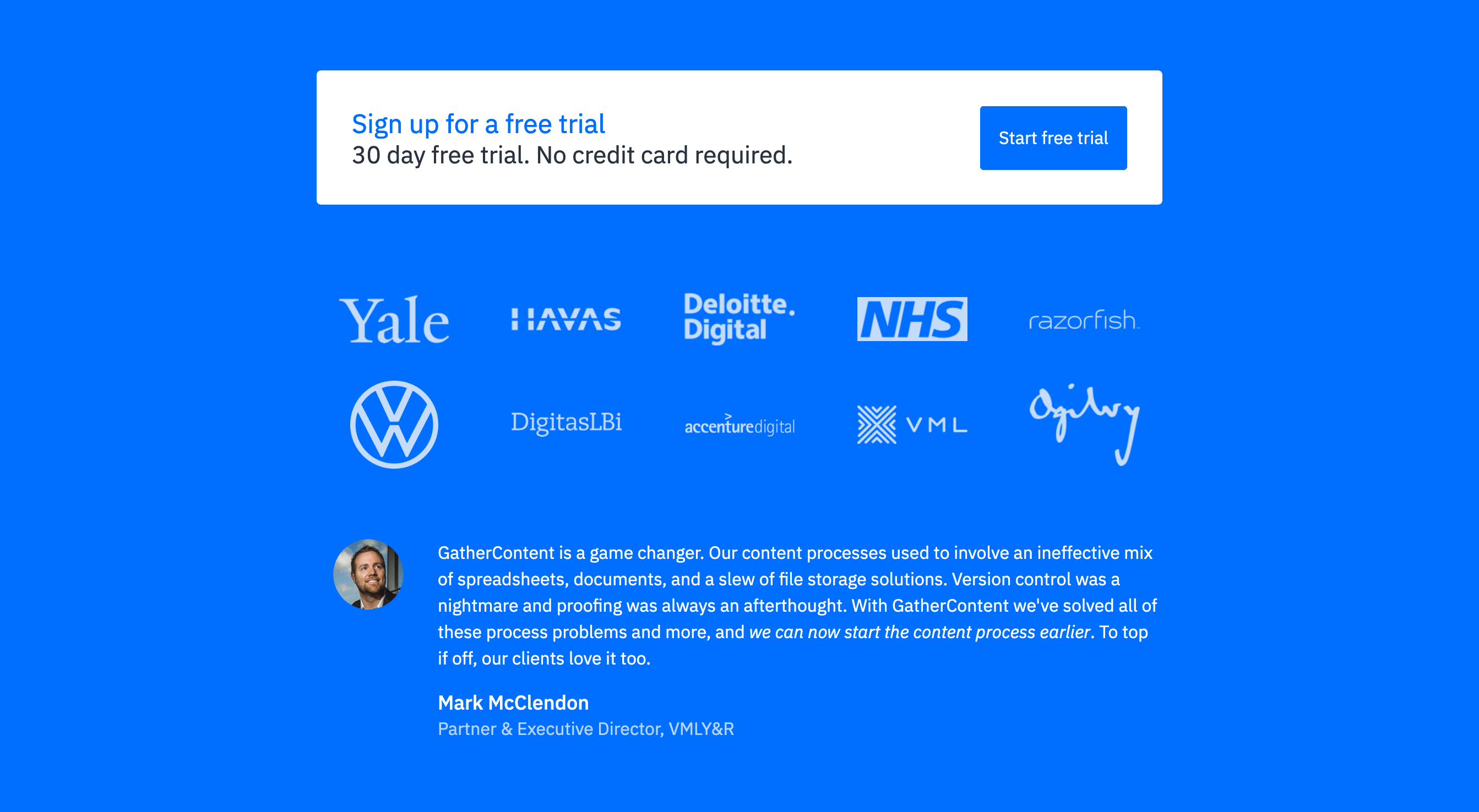 Gathercontent Testimonial component screenshot