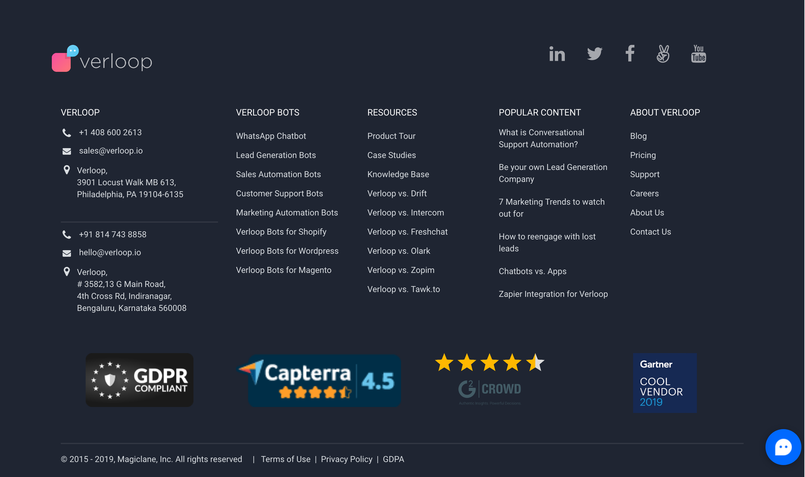 Verloop Footer component screenshot
