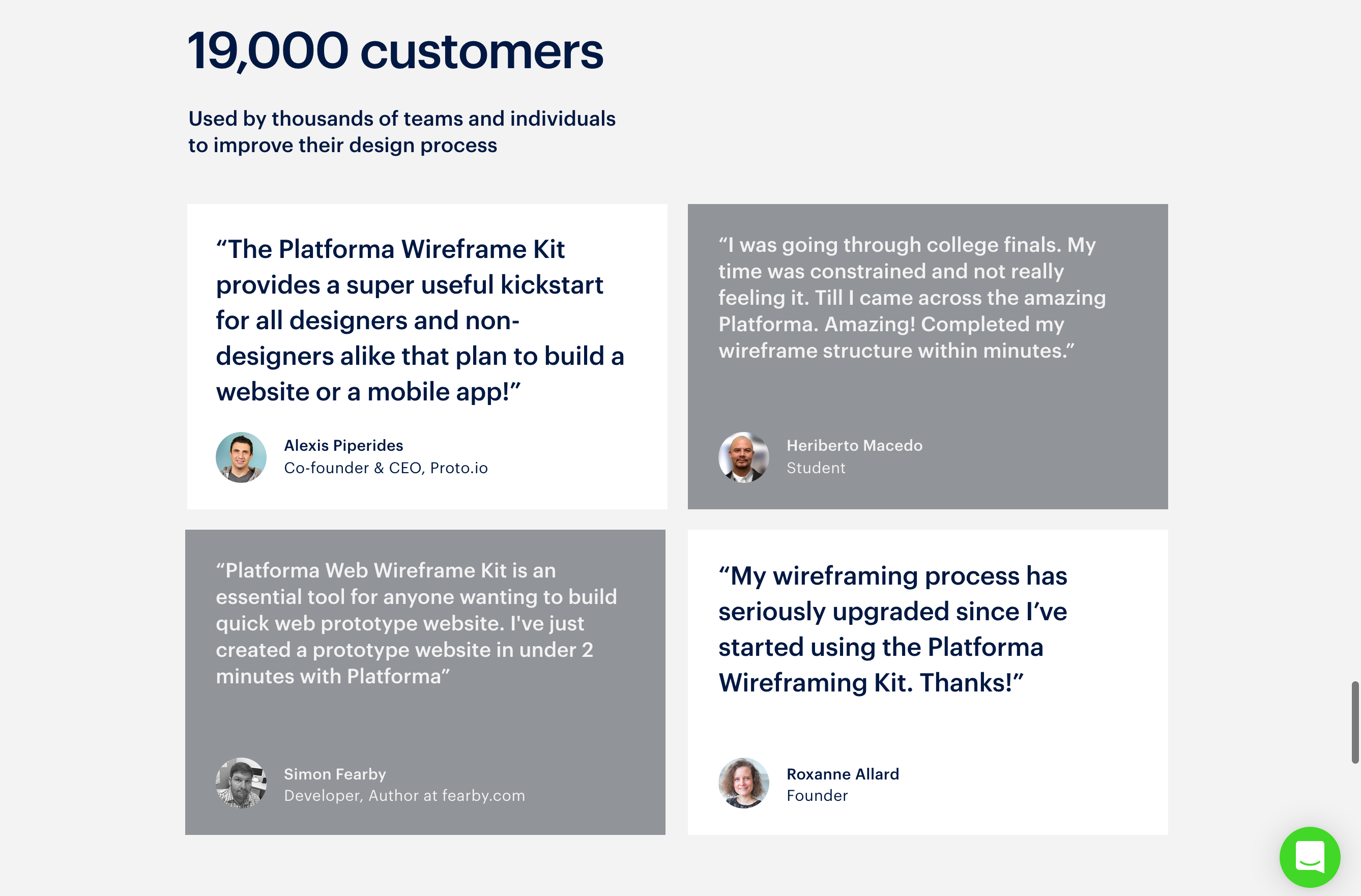 Platforma 2 Testimonial component screenshot