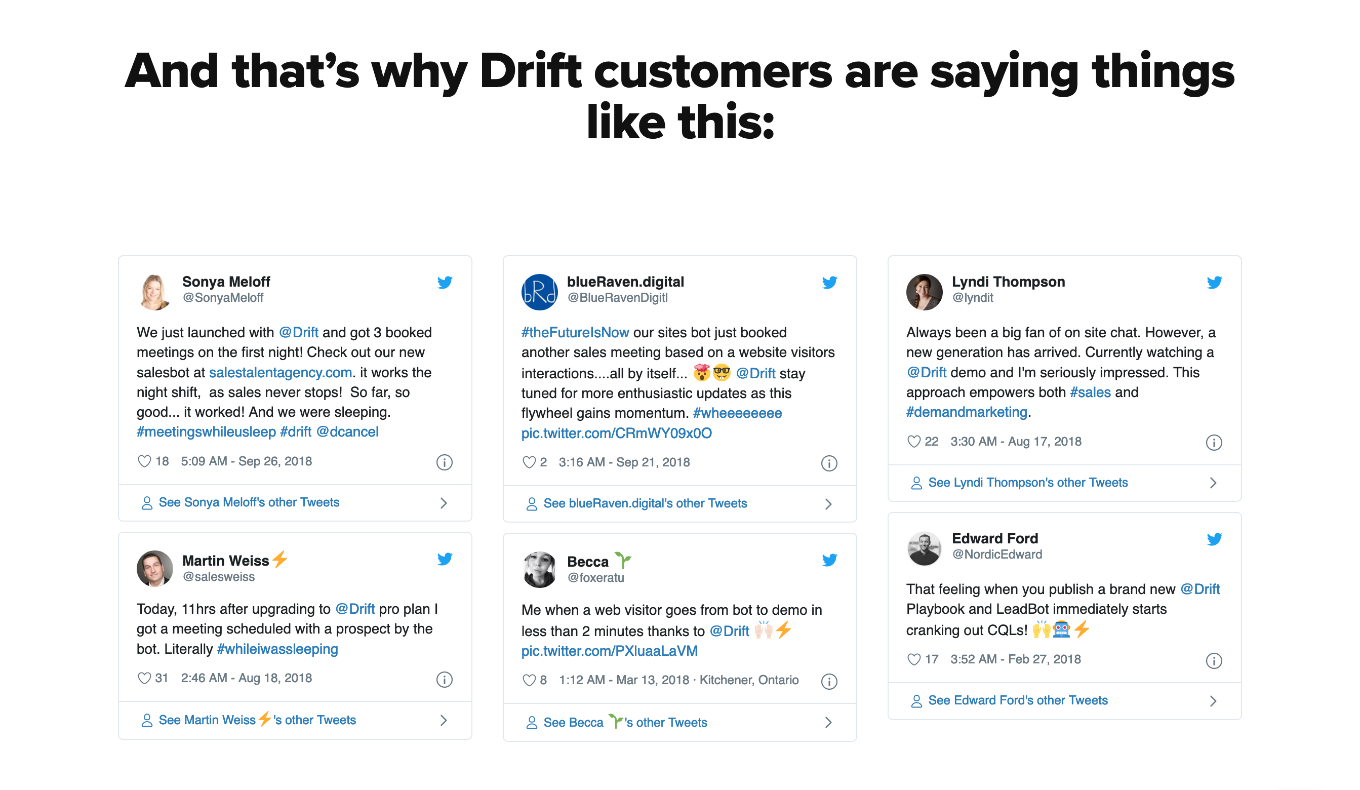 Drift Testimonial component screenshot