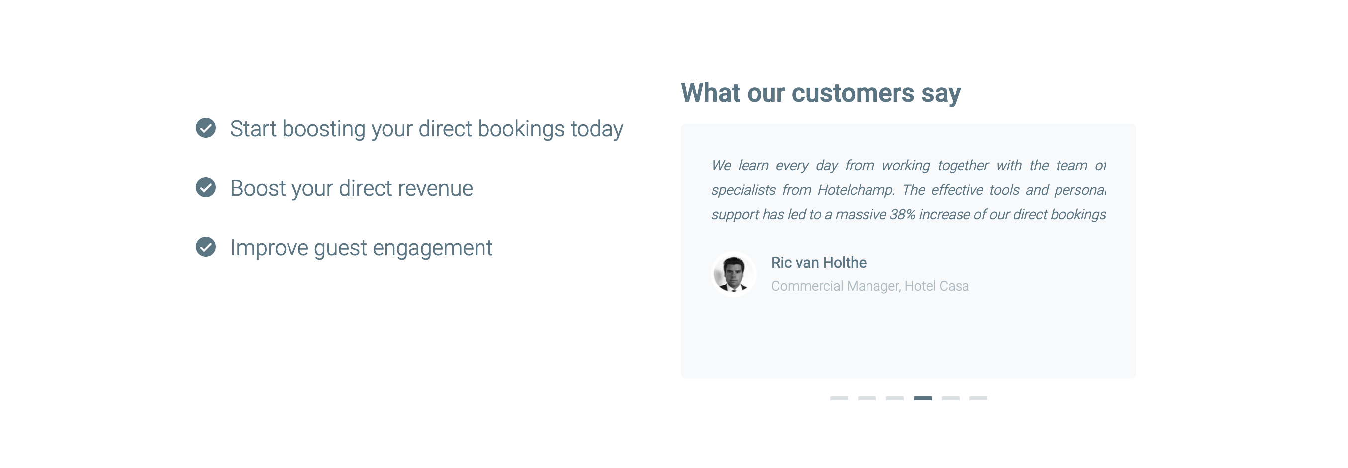 Hotelchamp Feature component screenshot