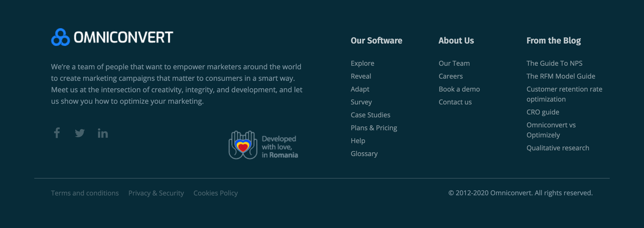 Omniconvert Footer component screenshot