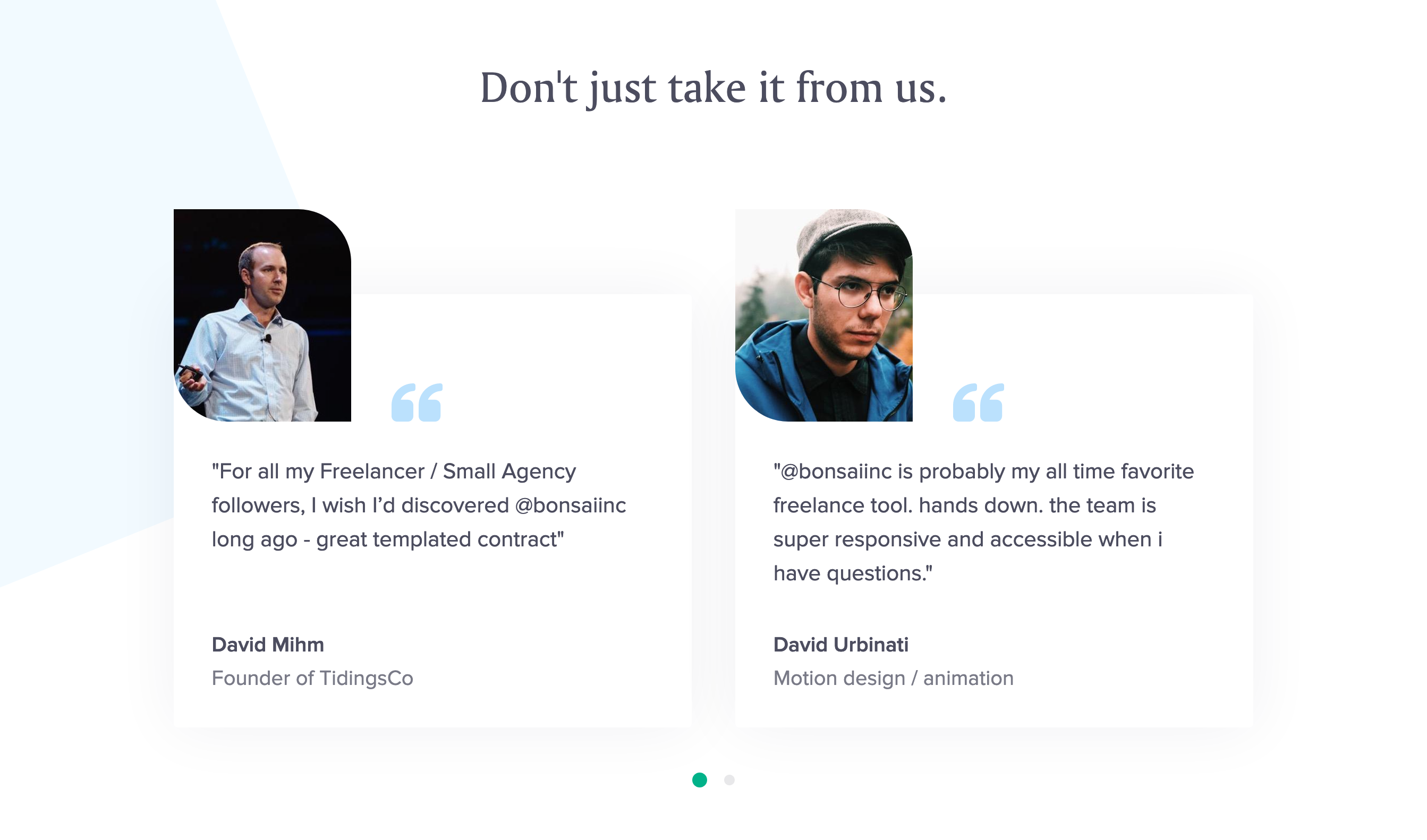 Bonsai Testimonial component screenshot