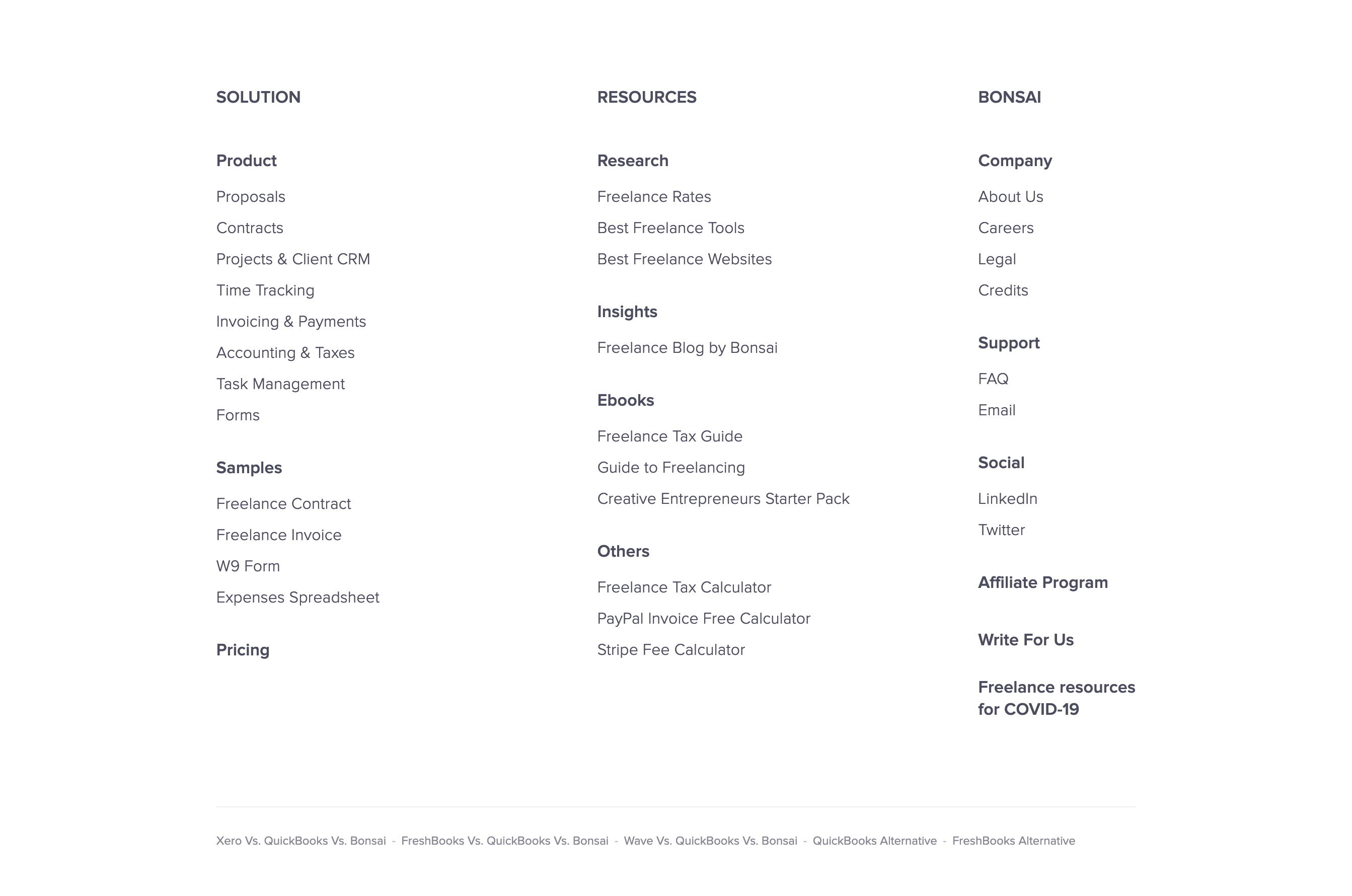 Bonsai Footer component screenshot