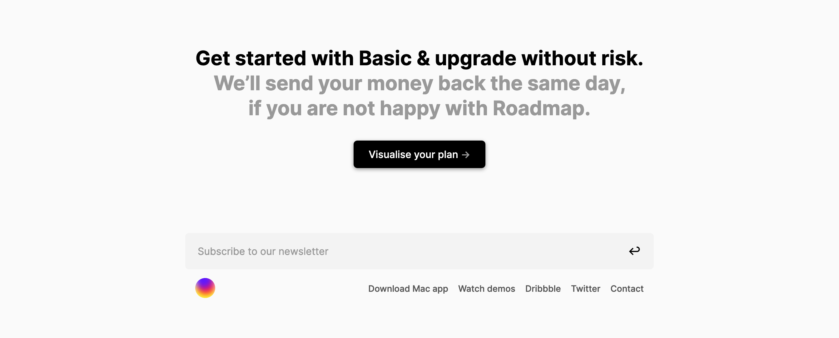 Onroadmap Newsletter component screenshot