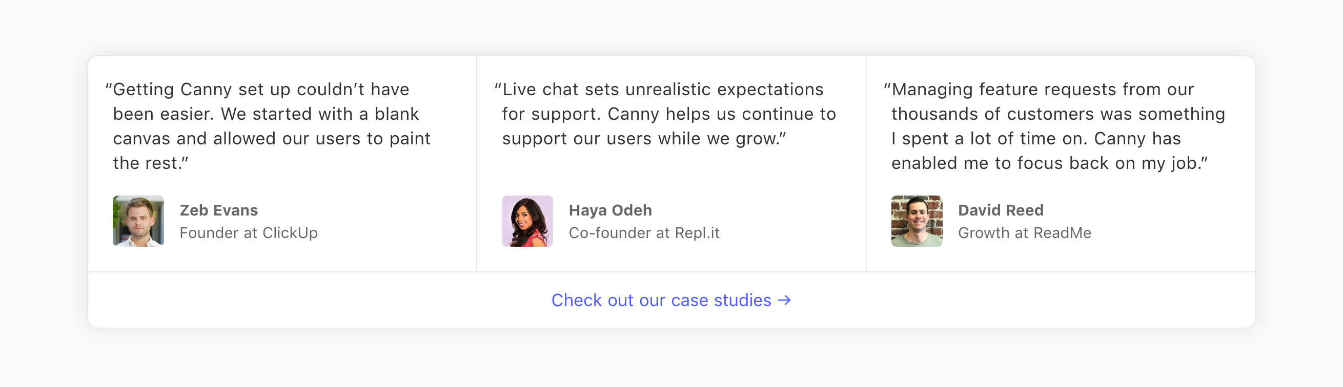 Canny Testimonial component screenshot