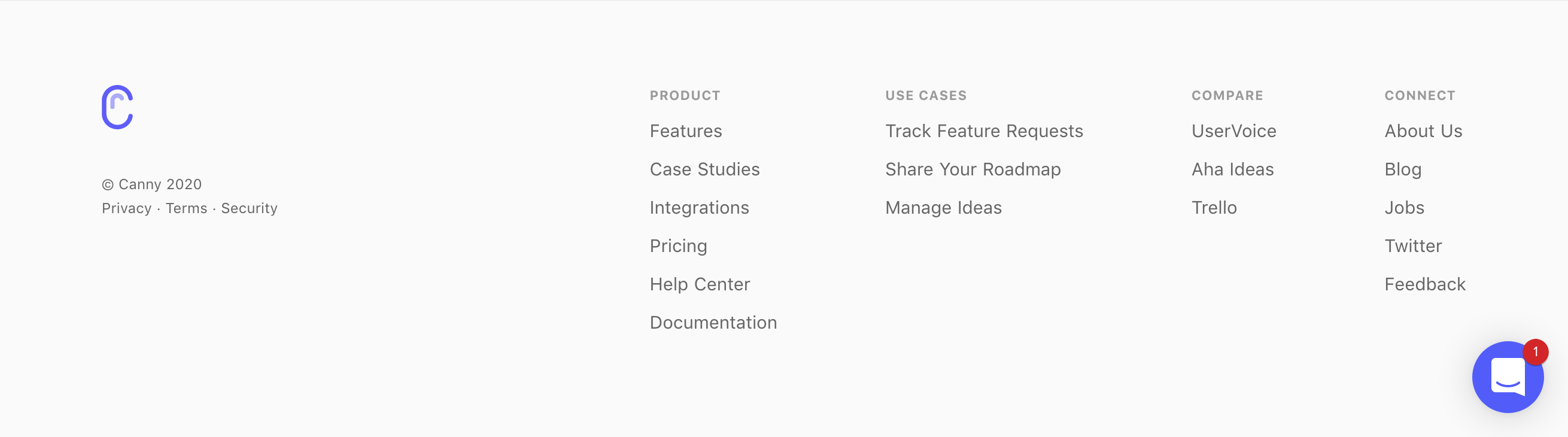 Canny Footer component screenshot