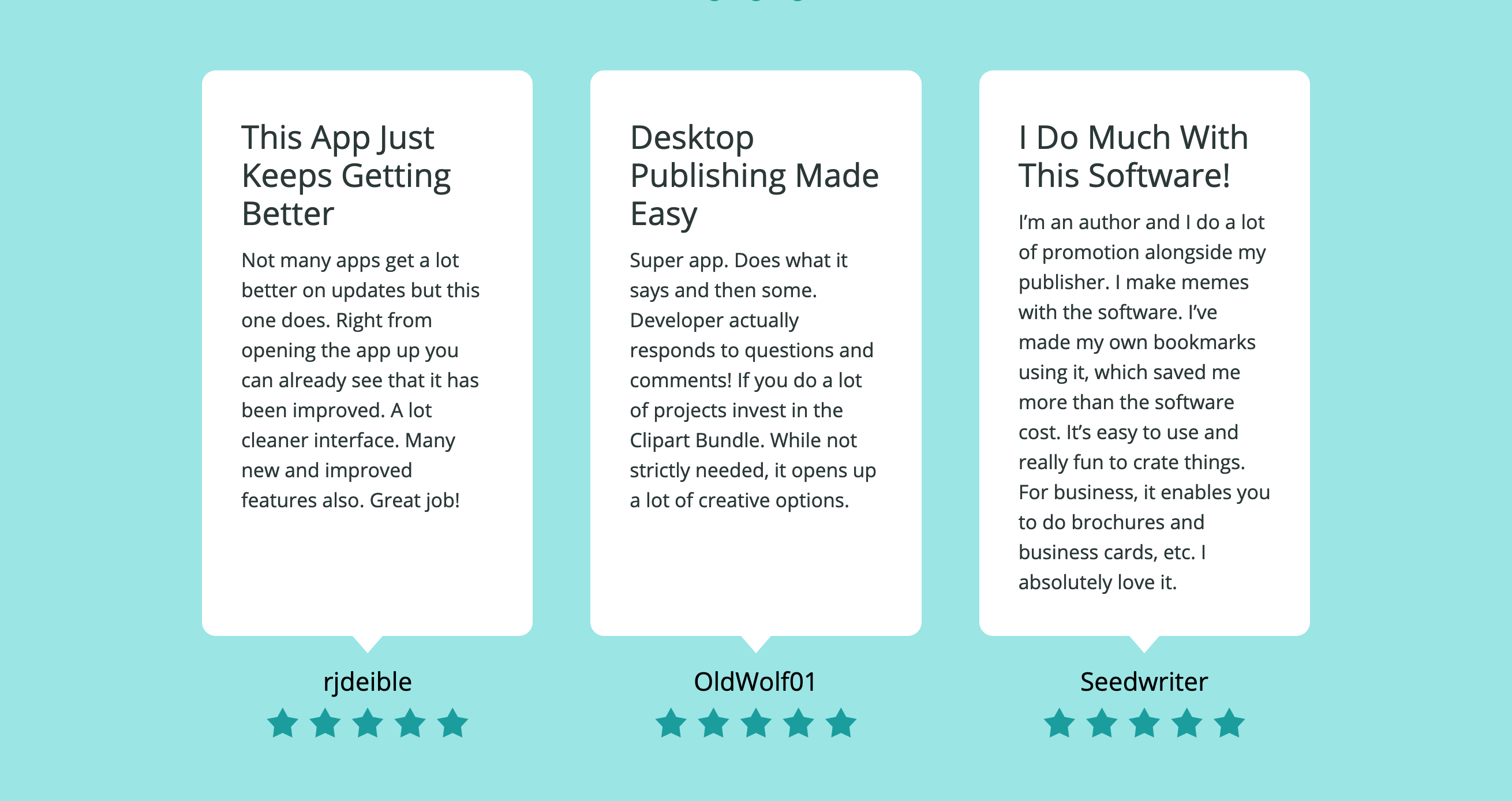 Belightsoft Testimonial component screenshot