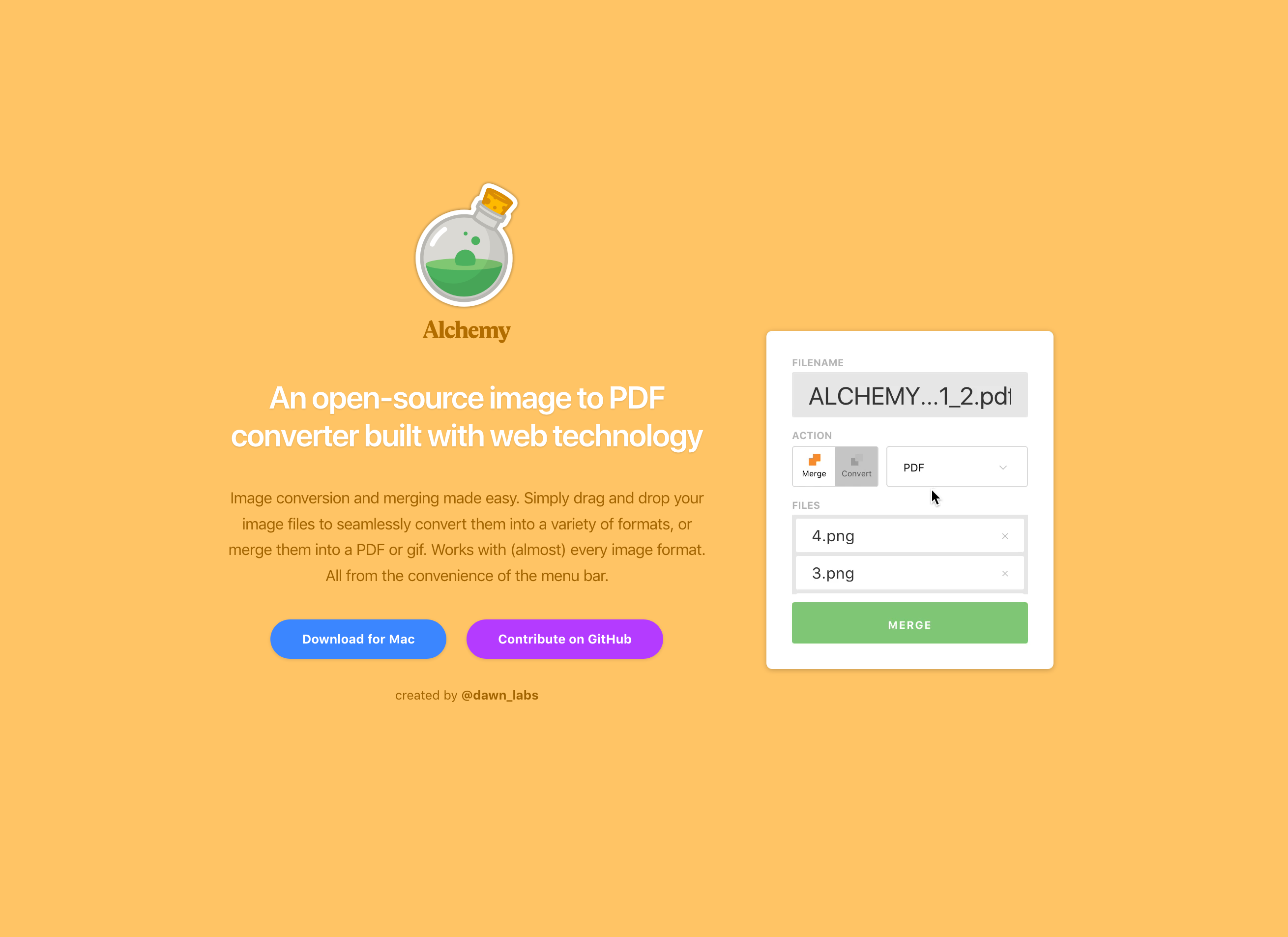 Alchemy Hero component screenshot