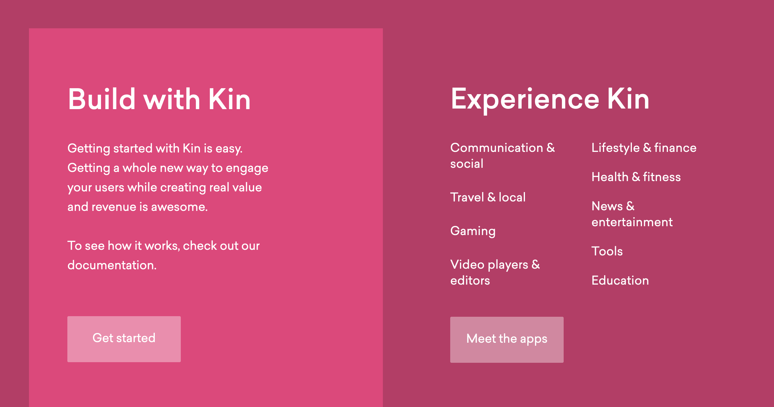 Kin Call To Action component screenshot