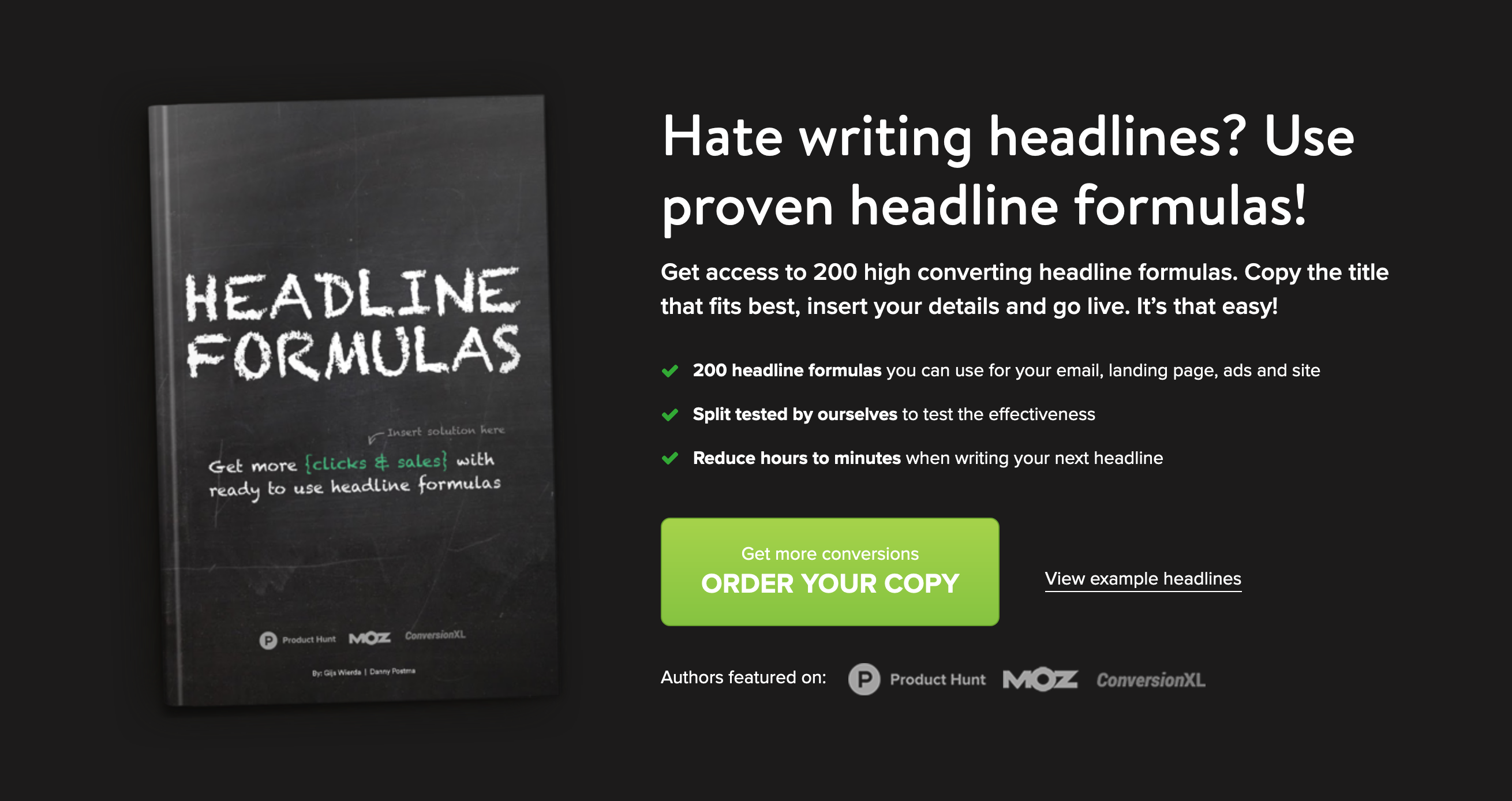Headline Formulas Hero component screenshot