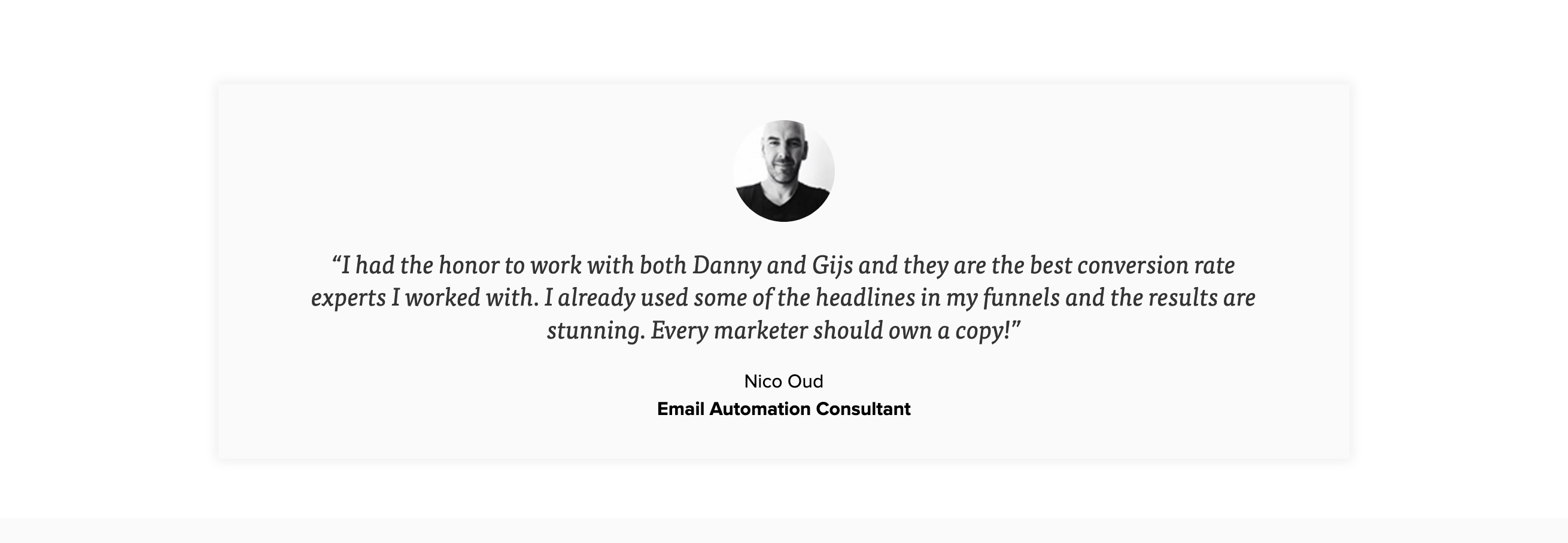 Headline Formulas Testimonial component screenshot
