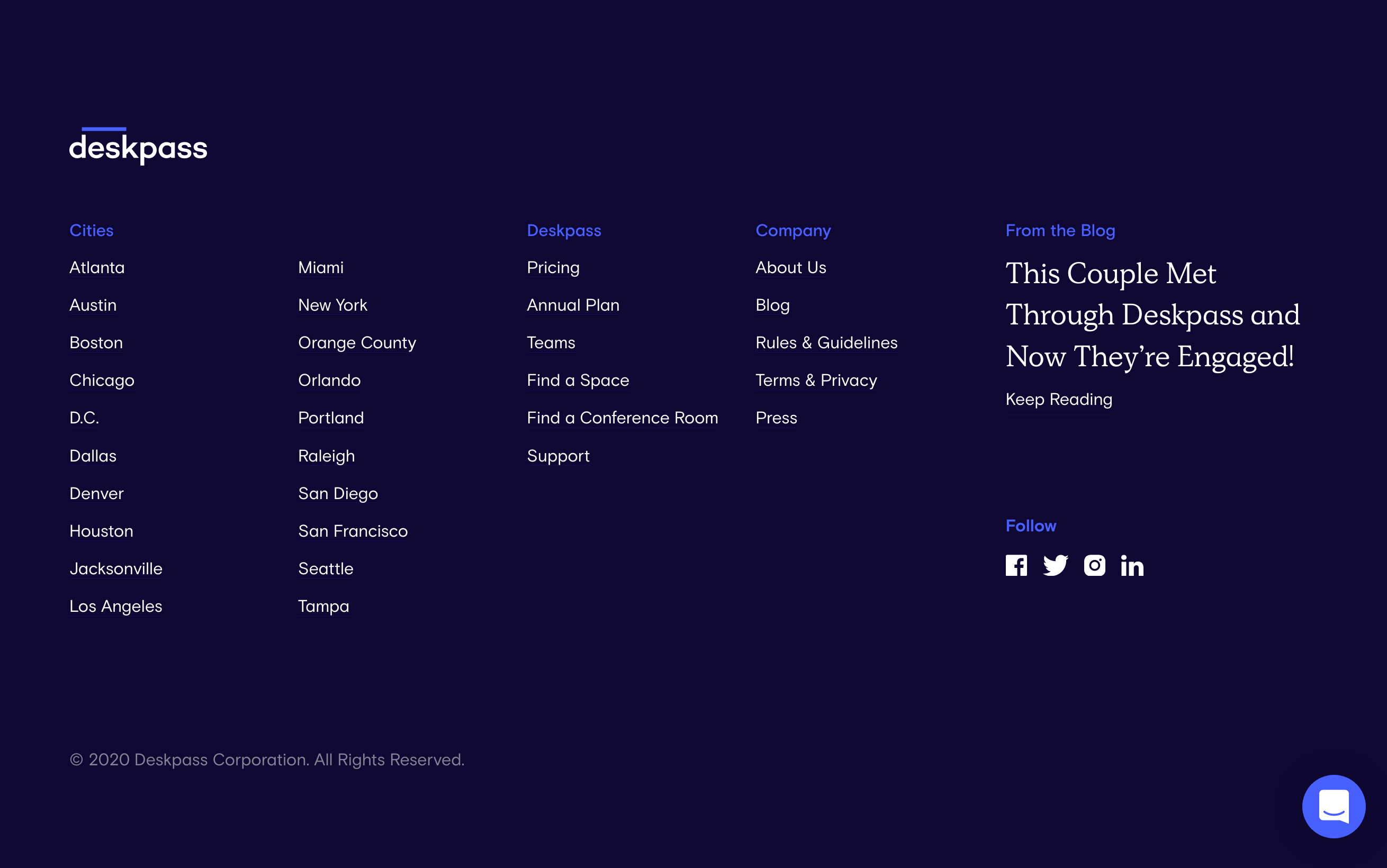 Deskpass Footer component screenshot