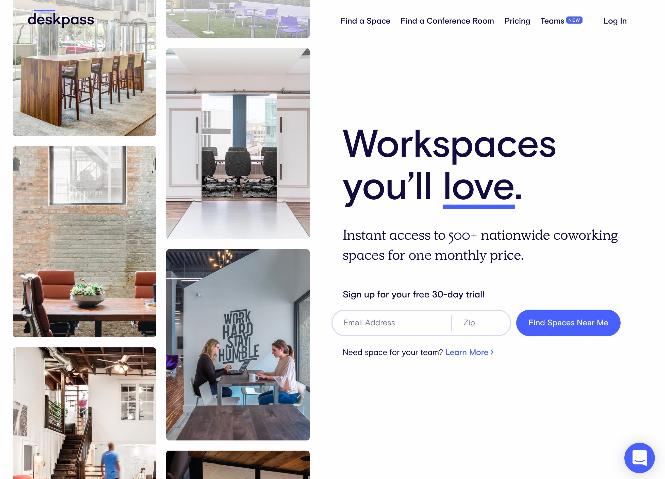Deskpass Signup component screenshot