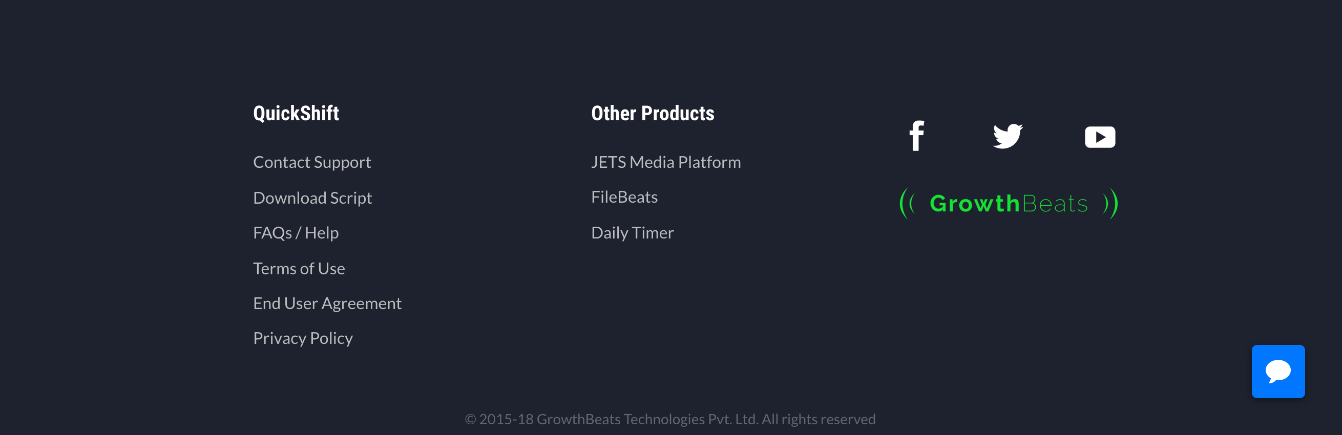 Growthbeats Footer component screenshot