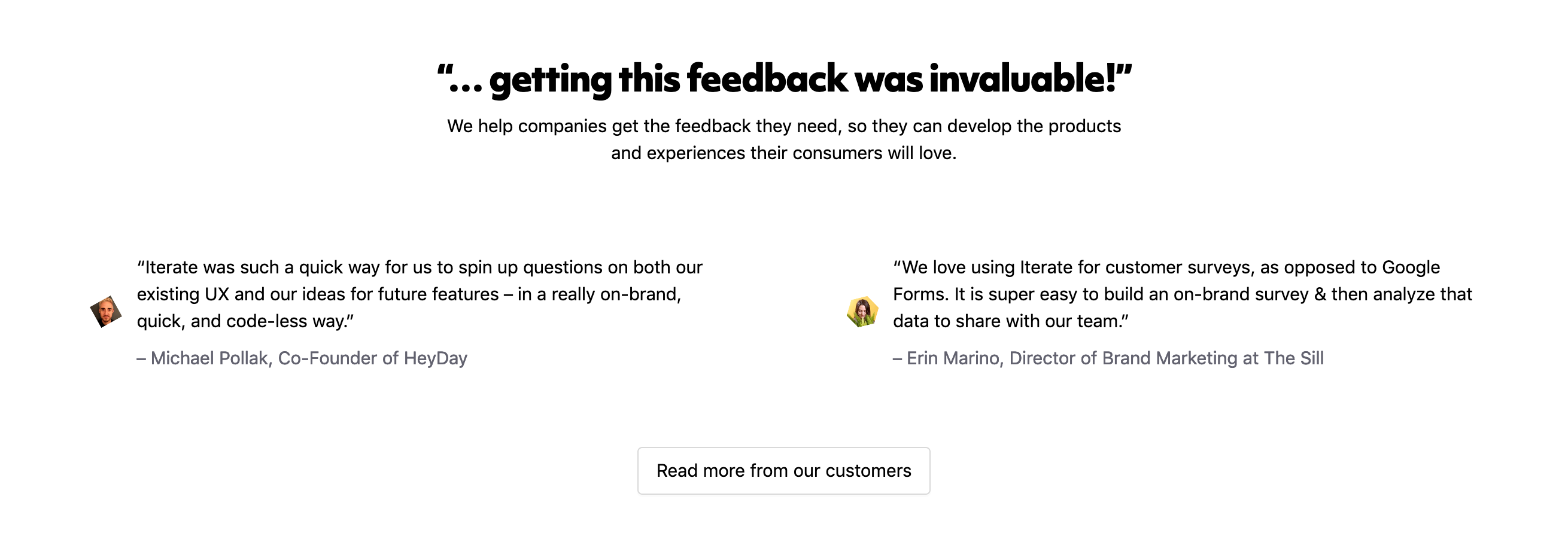 Iterate Testimonial component screenshot