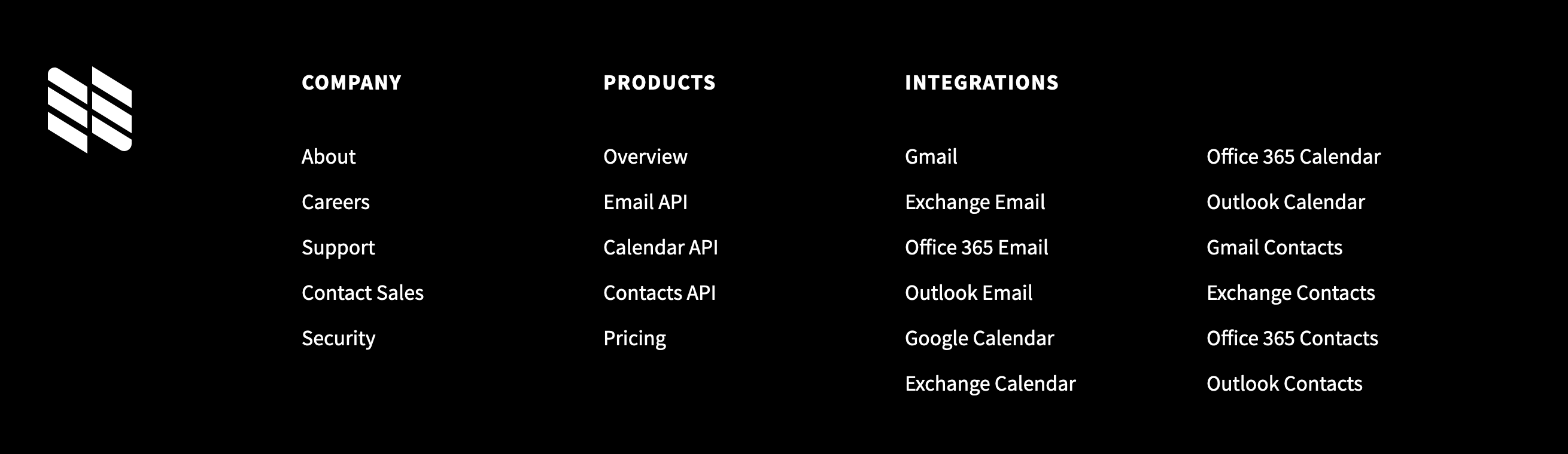 Nylas Footer component screenshot
