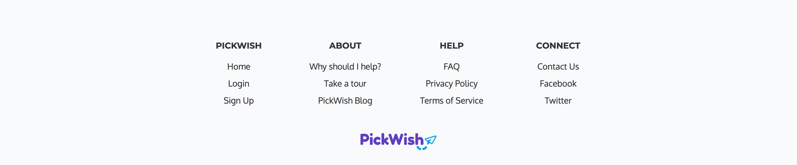 Mypickwish Footer component screenshot