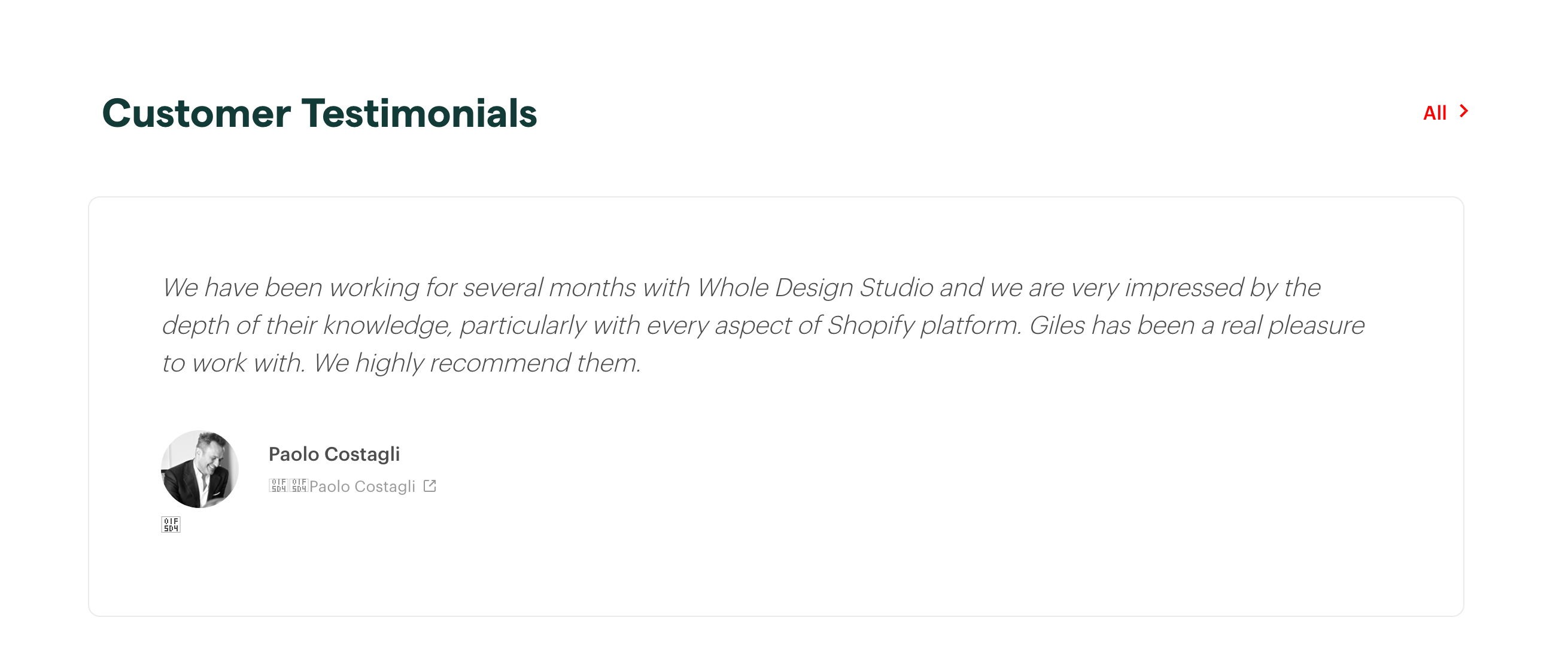 Wholedesignstudios Testimonial component screenshot