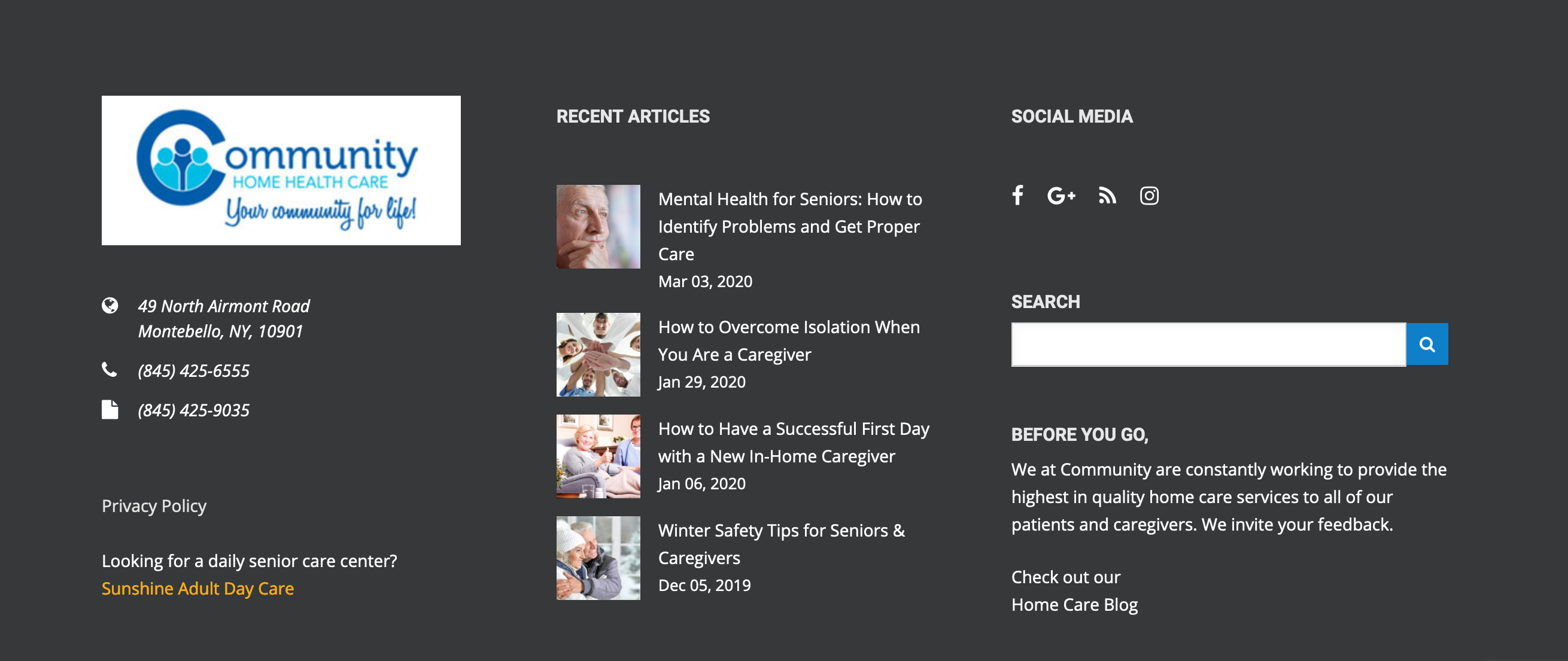 Commhealthcare Footer component screenshot