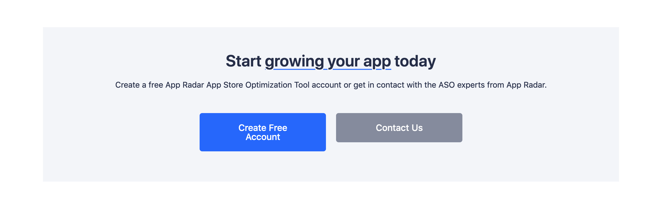 Appradar Call To Action component screenshot
