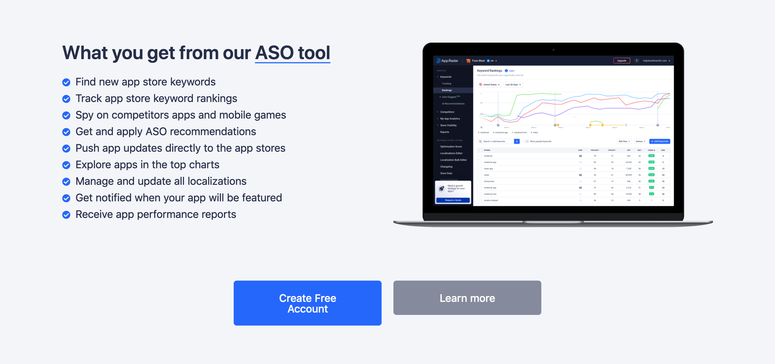Appradar Feature component screenshot