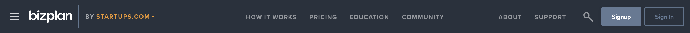 Bizplan Header component screenshot