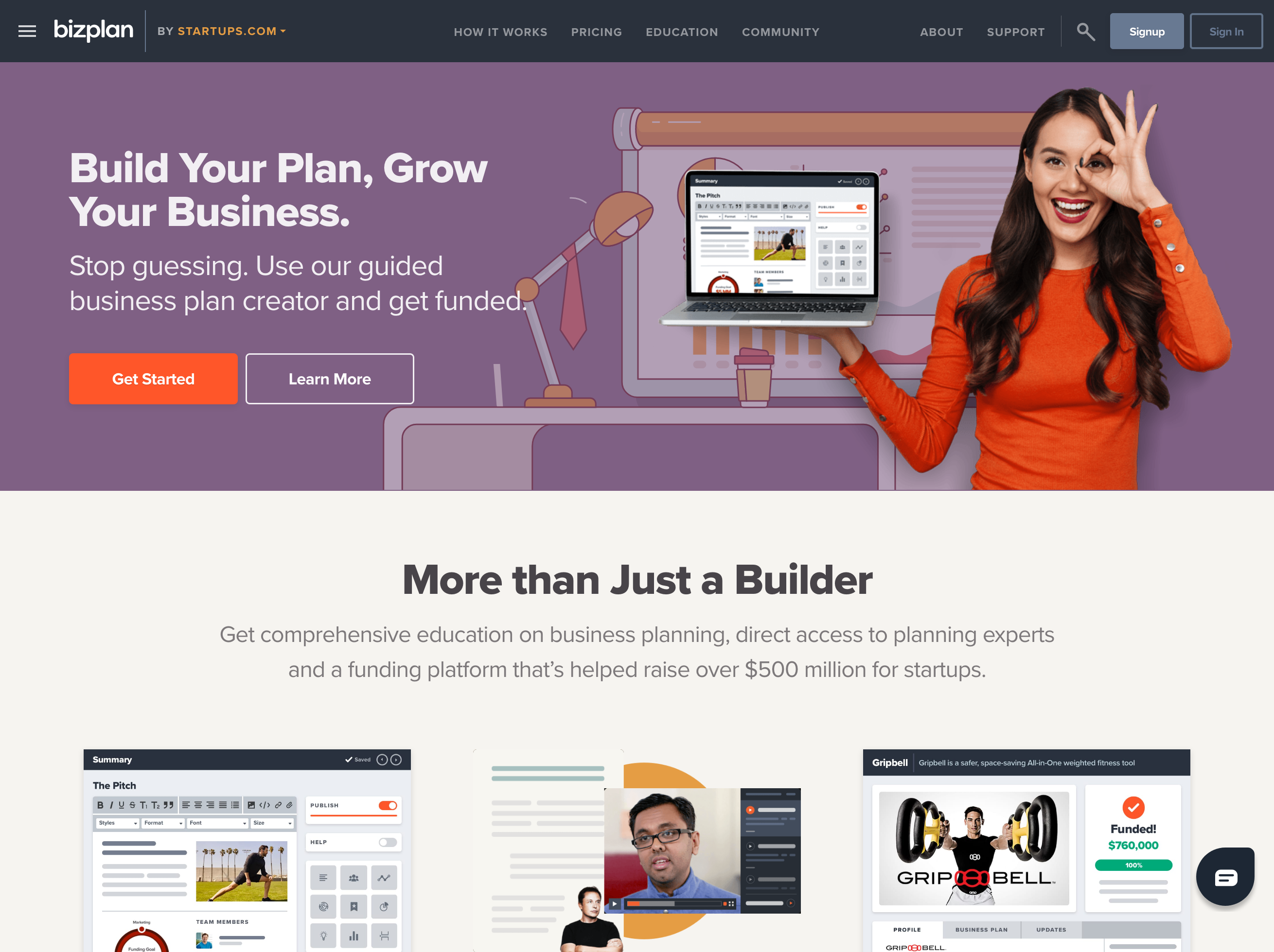 Bizplan Hero component screenshot
