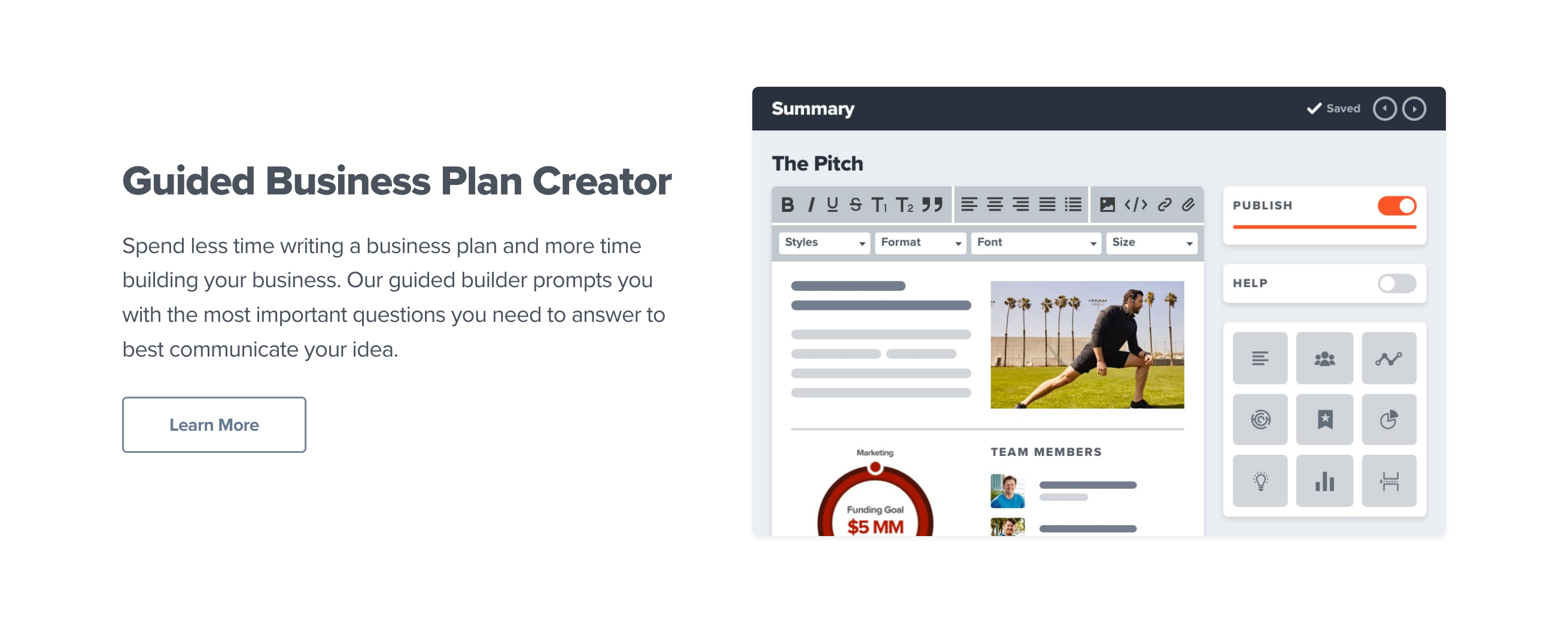 Bizplan Content component screenshot