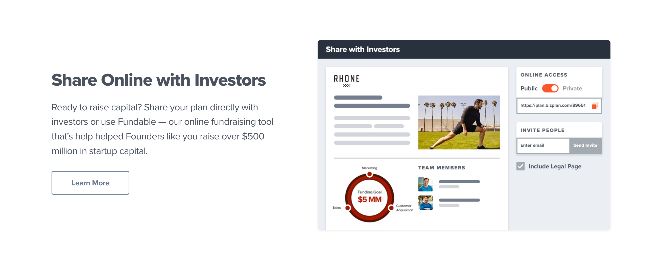 Bizplan Content component screenshot