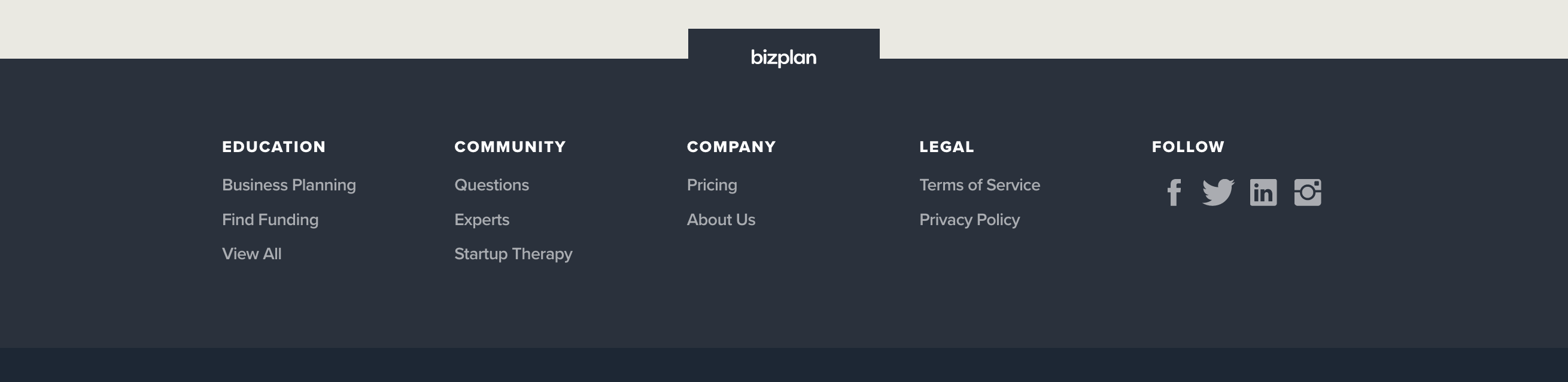 Bizplan Footer component screenshot