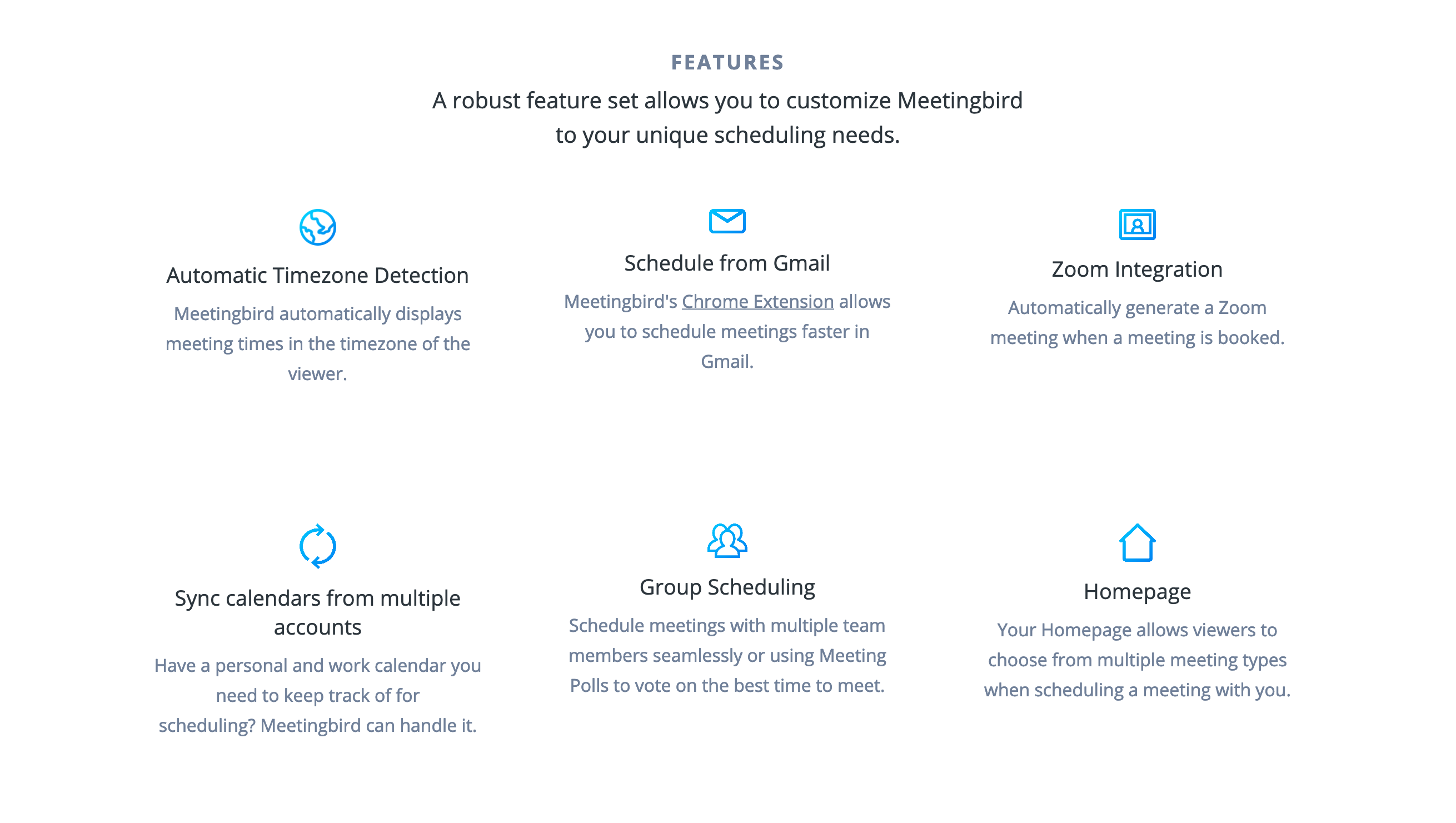 Meetingbird Feature component screenshot