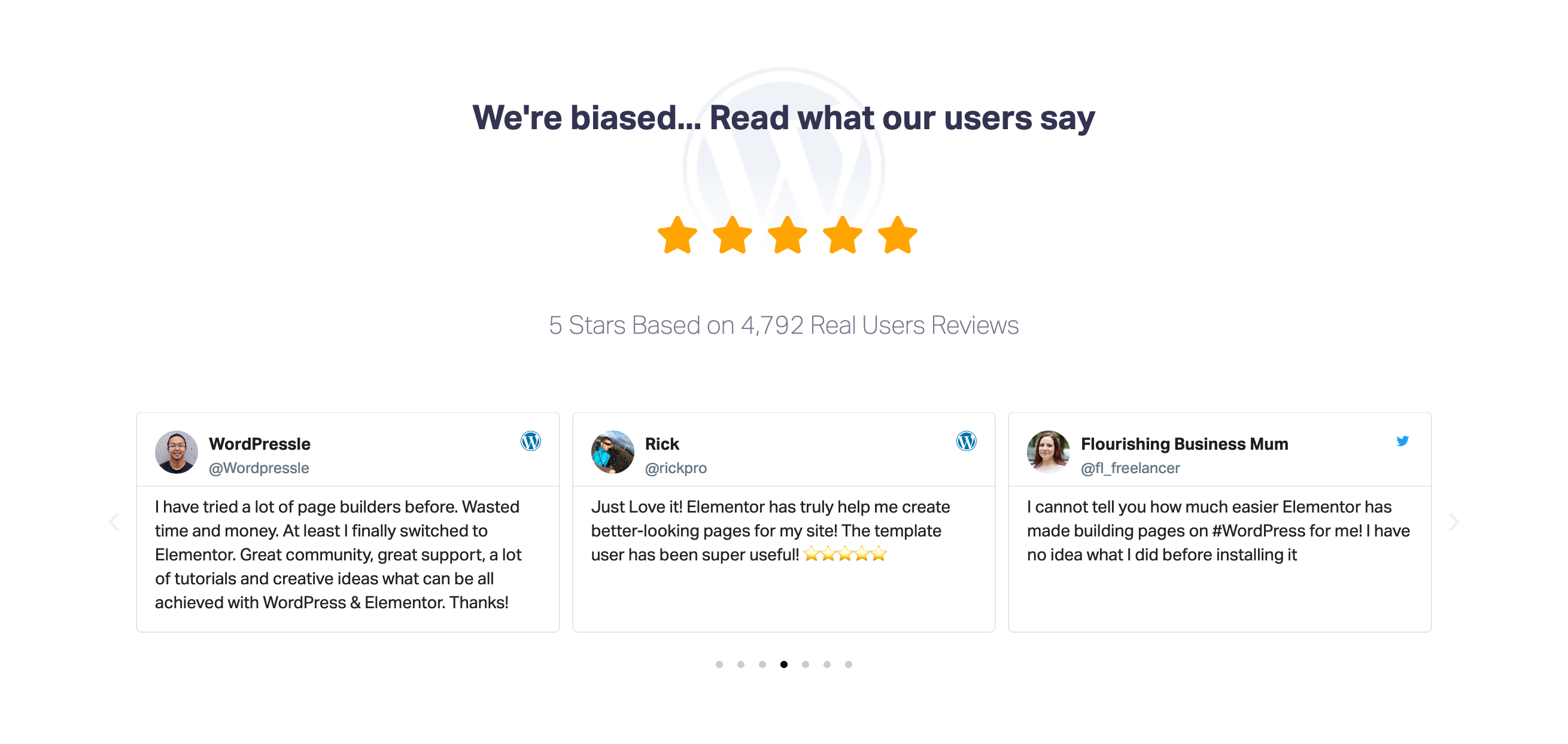 Elementor Testimonial component screenshot