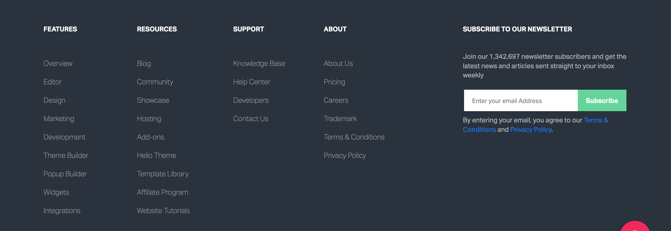 Elementor Footer component screenshot