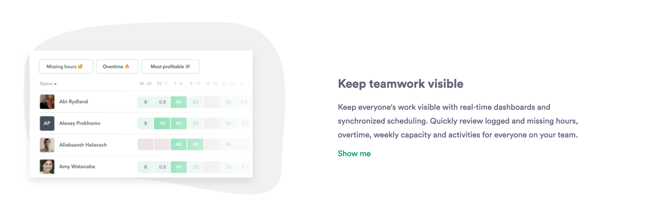 Timely Feature component screenshot