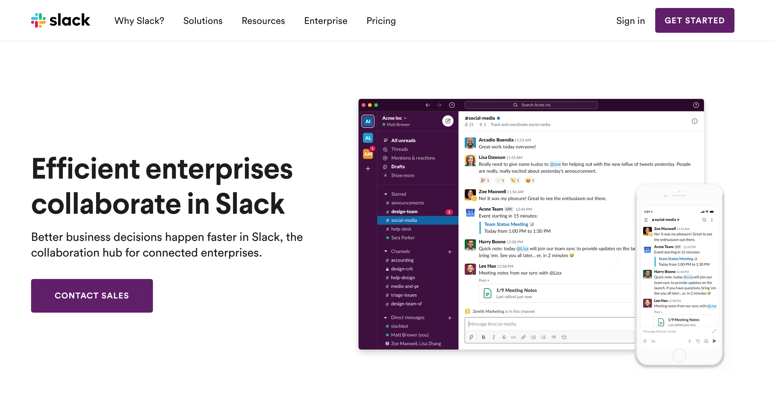 Slack Hero component screenshot