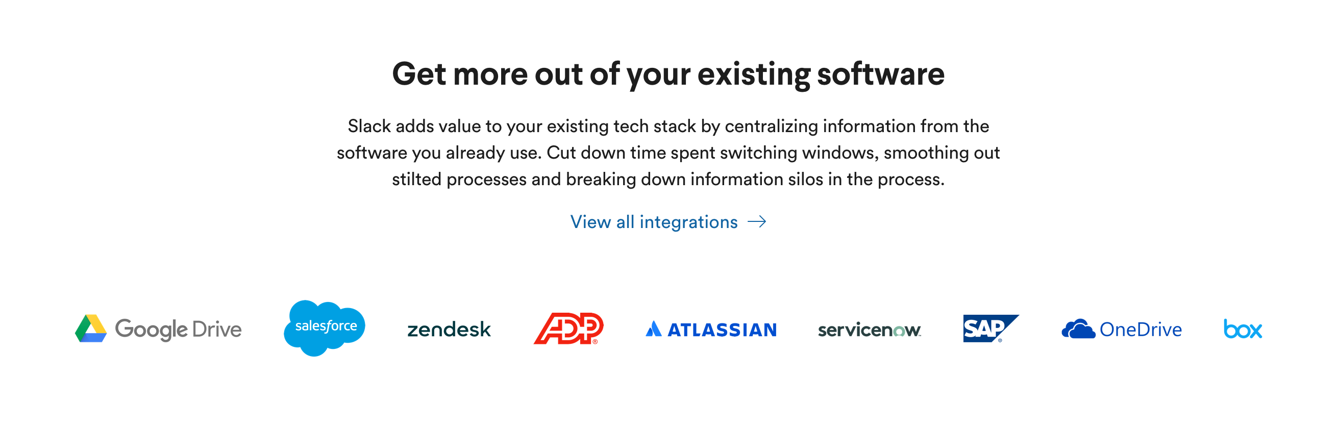 Slack Intergrations component screenshot