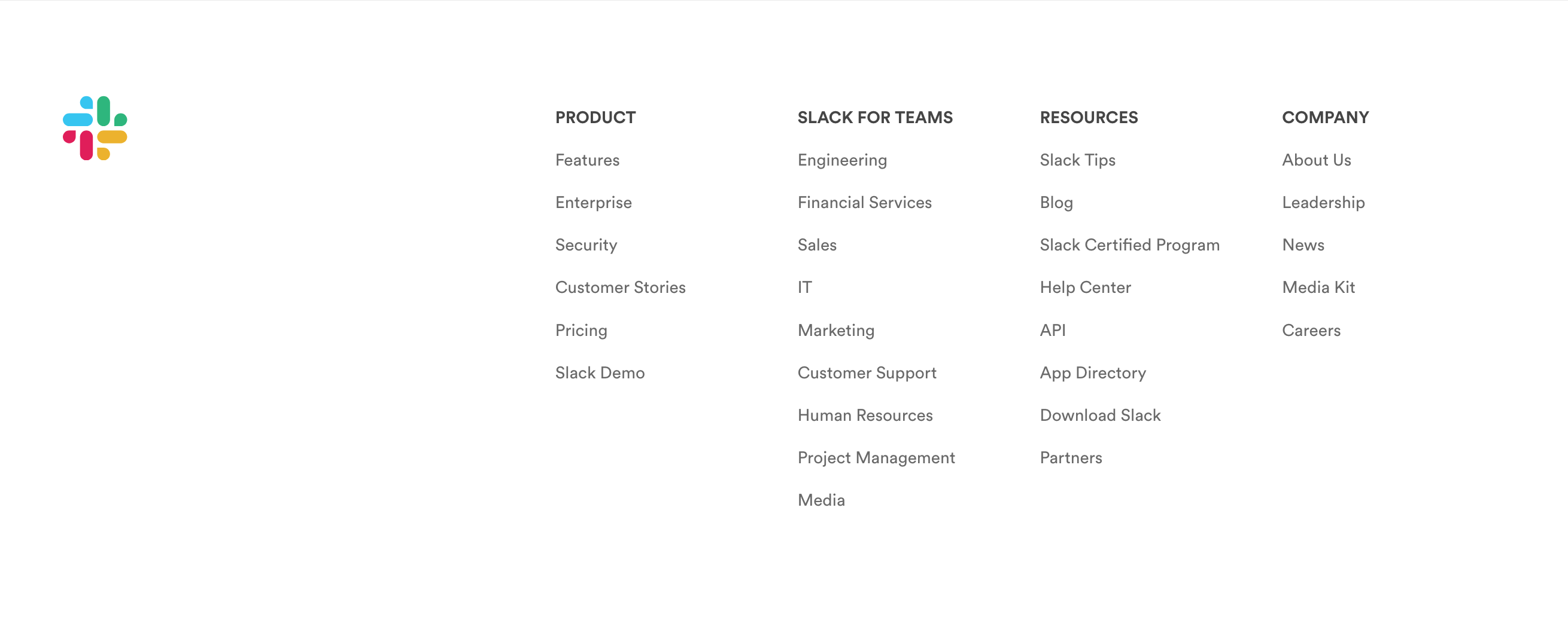 Slack Footer component screenshot