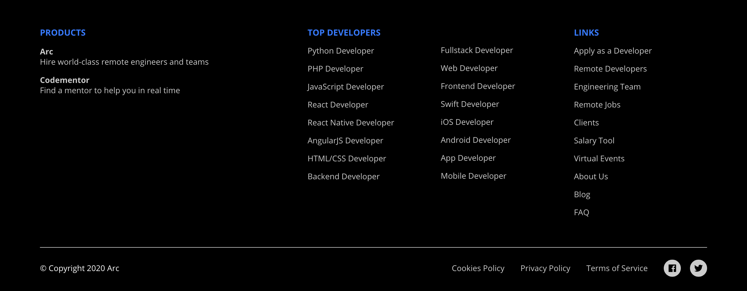 Codementor Footer component screenshot
