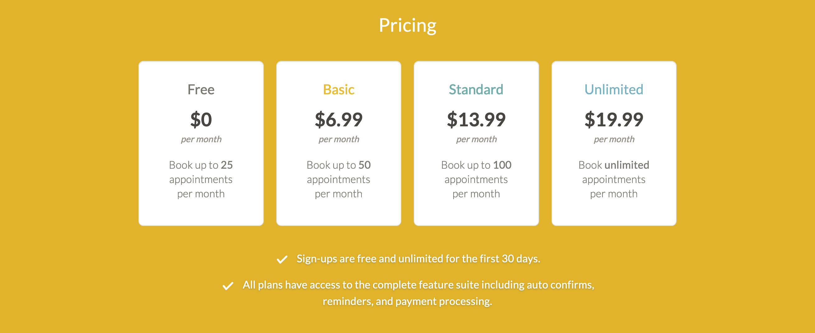 Visibook Pricing component screenshot