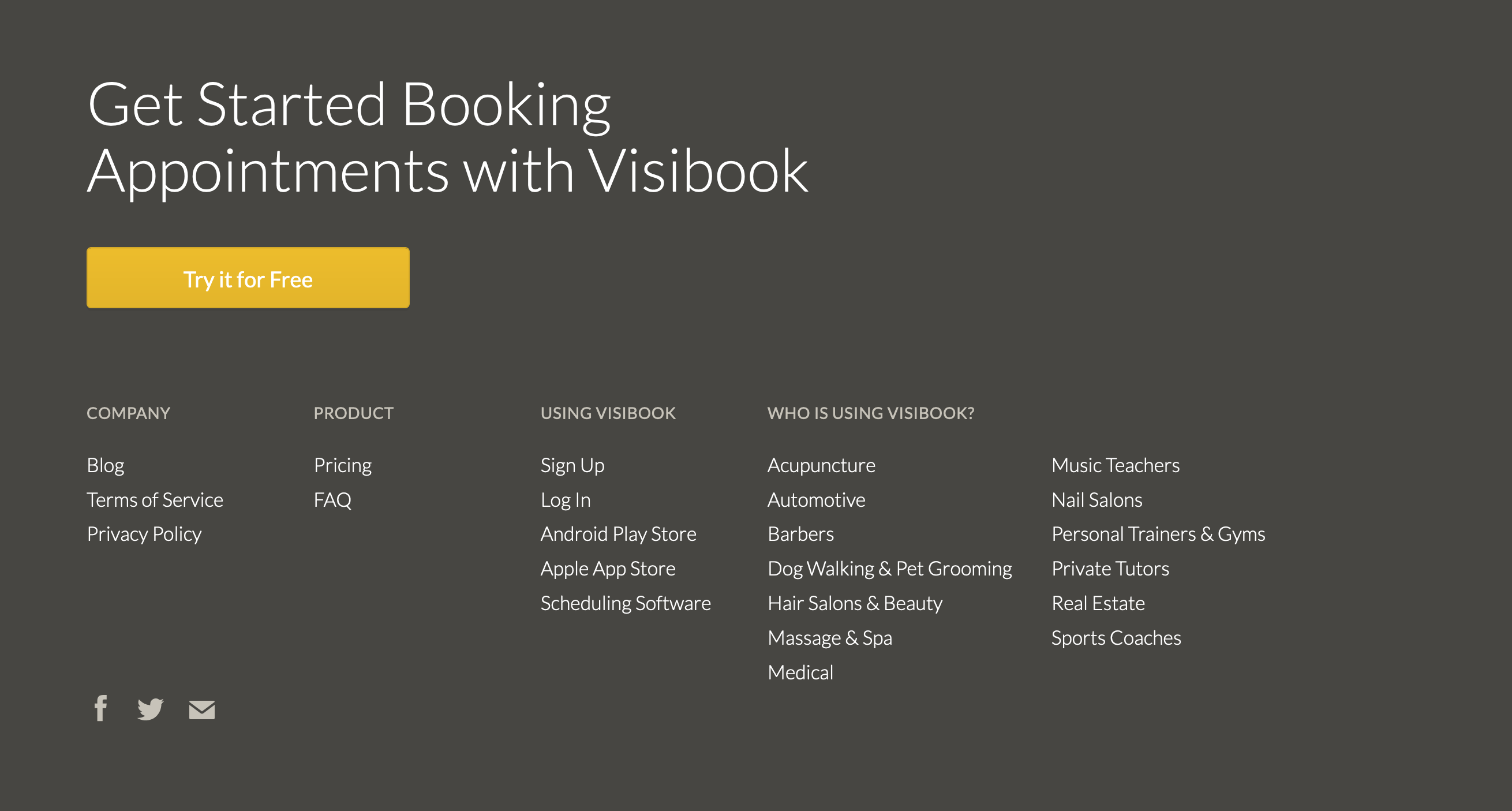 Visibook Footer component screenshot