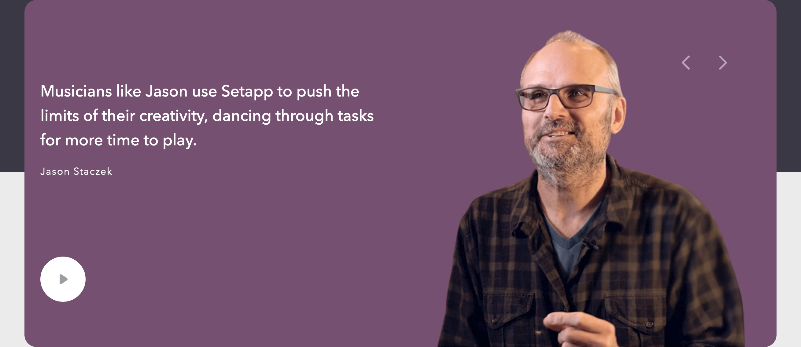 Setapp Testimonial component screenshot