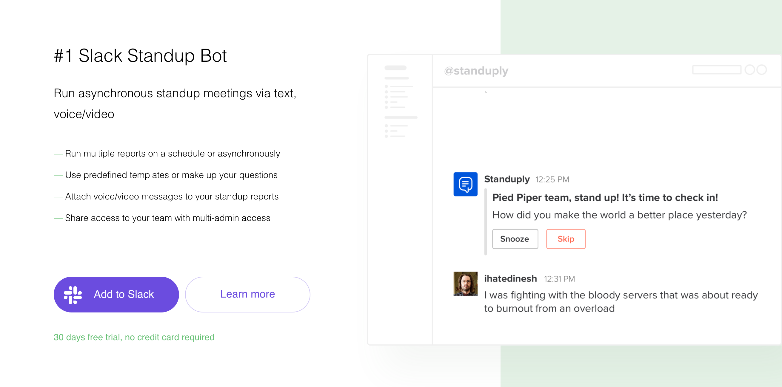 Standuply Feature component screenshot