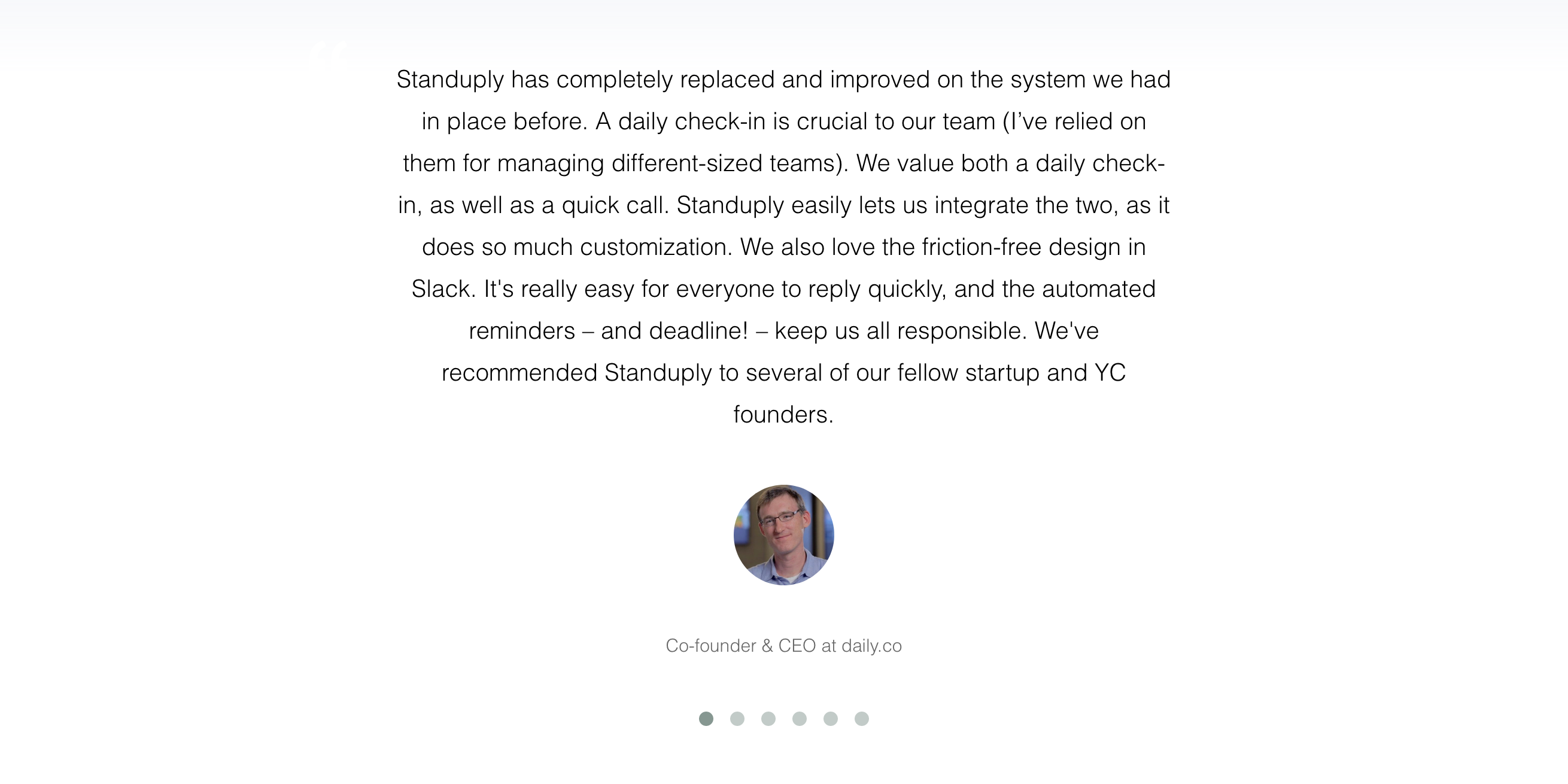 Standuply Testimonial component screenshot