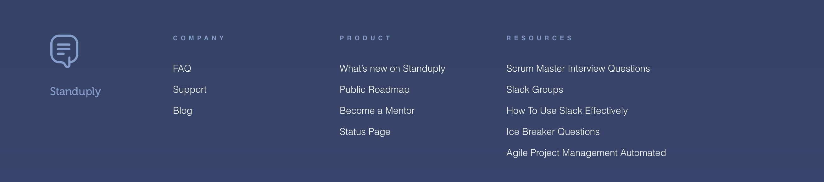 Standuply Footer component screenshot