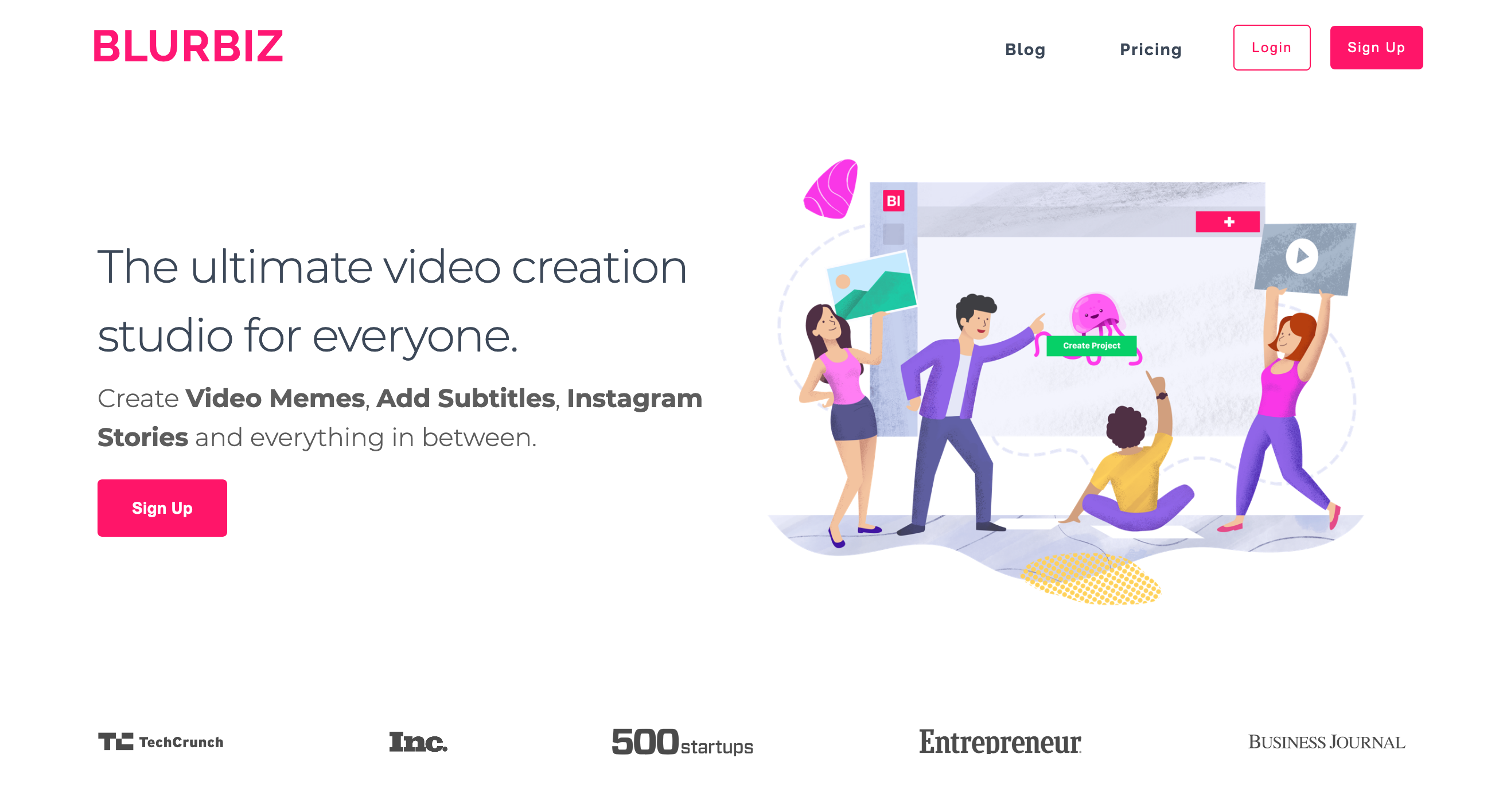 Blurbiz Hero component screenshot
