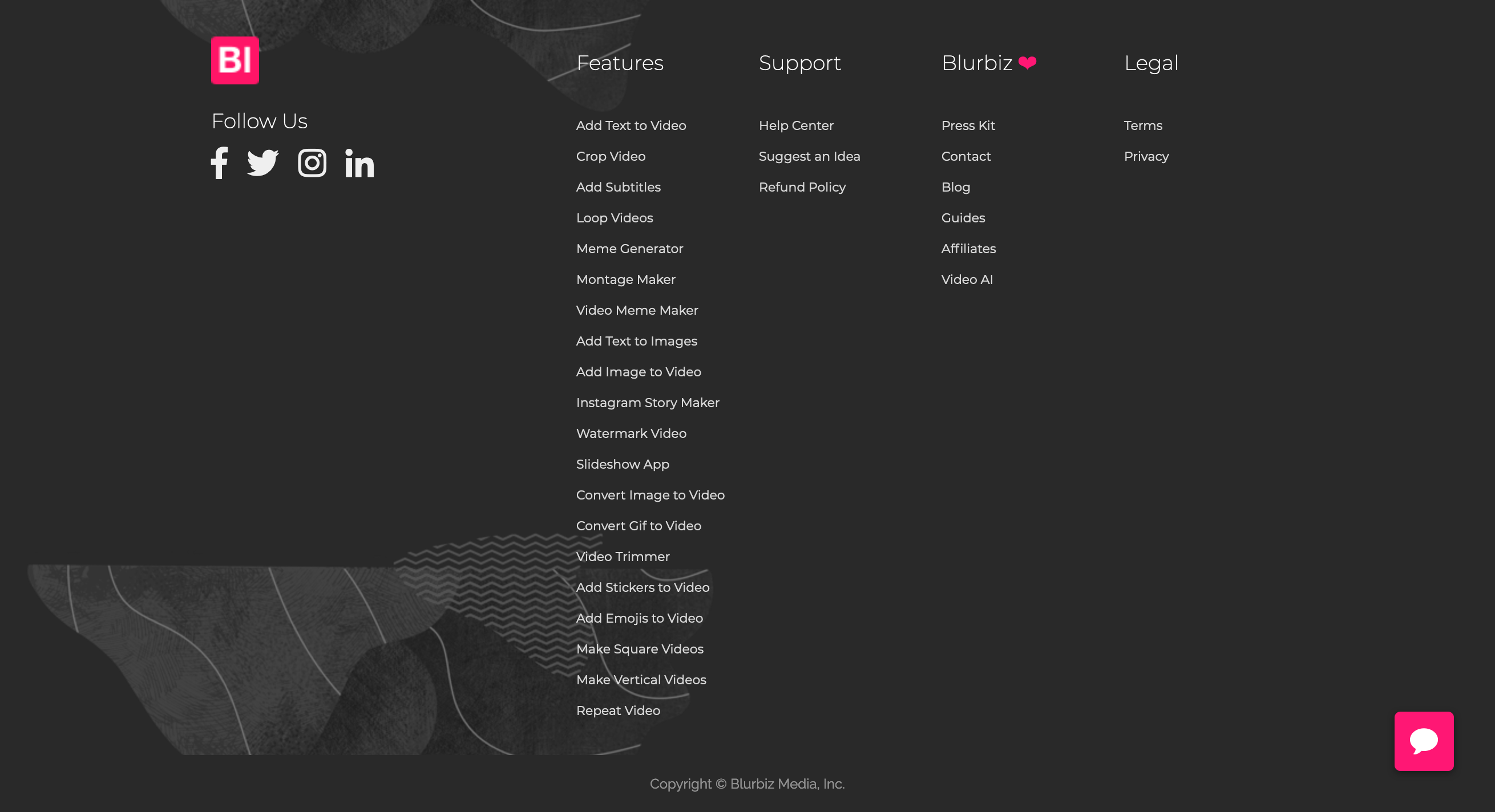 Blurbiz Footer component screenshot